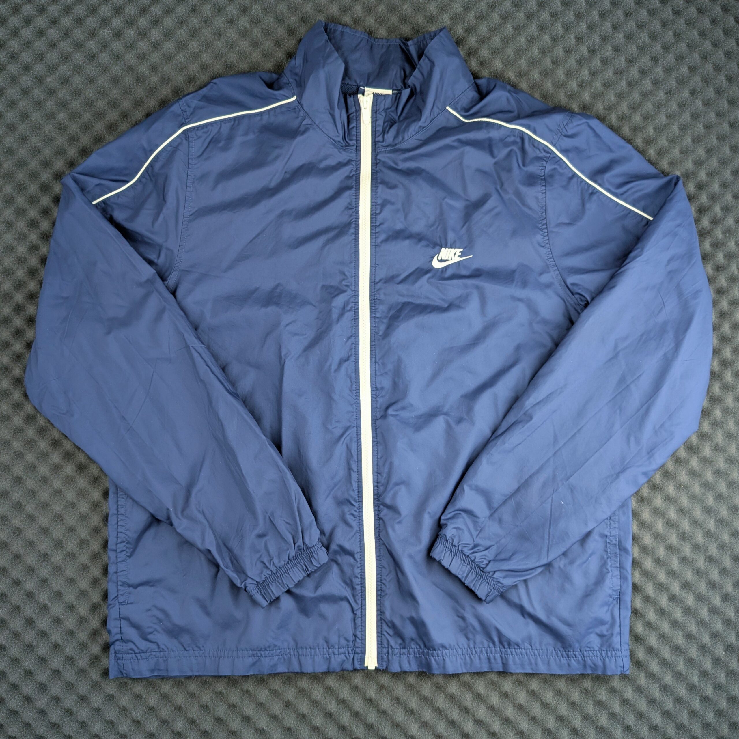 Vintage Nike Windbreaker | Navy Blau & Weiß | 90s Retro Track Jacket Gr. XL