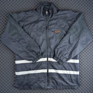 Vintage Nike Trainingsjacke | Black & White Striped | 90s Retro Track Jacket Gr. L