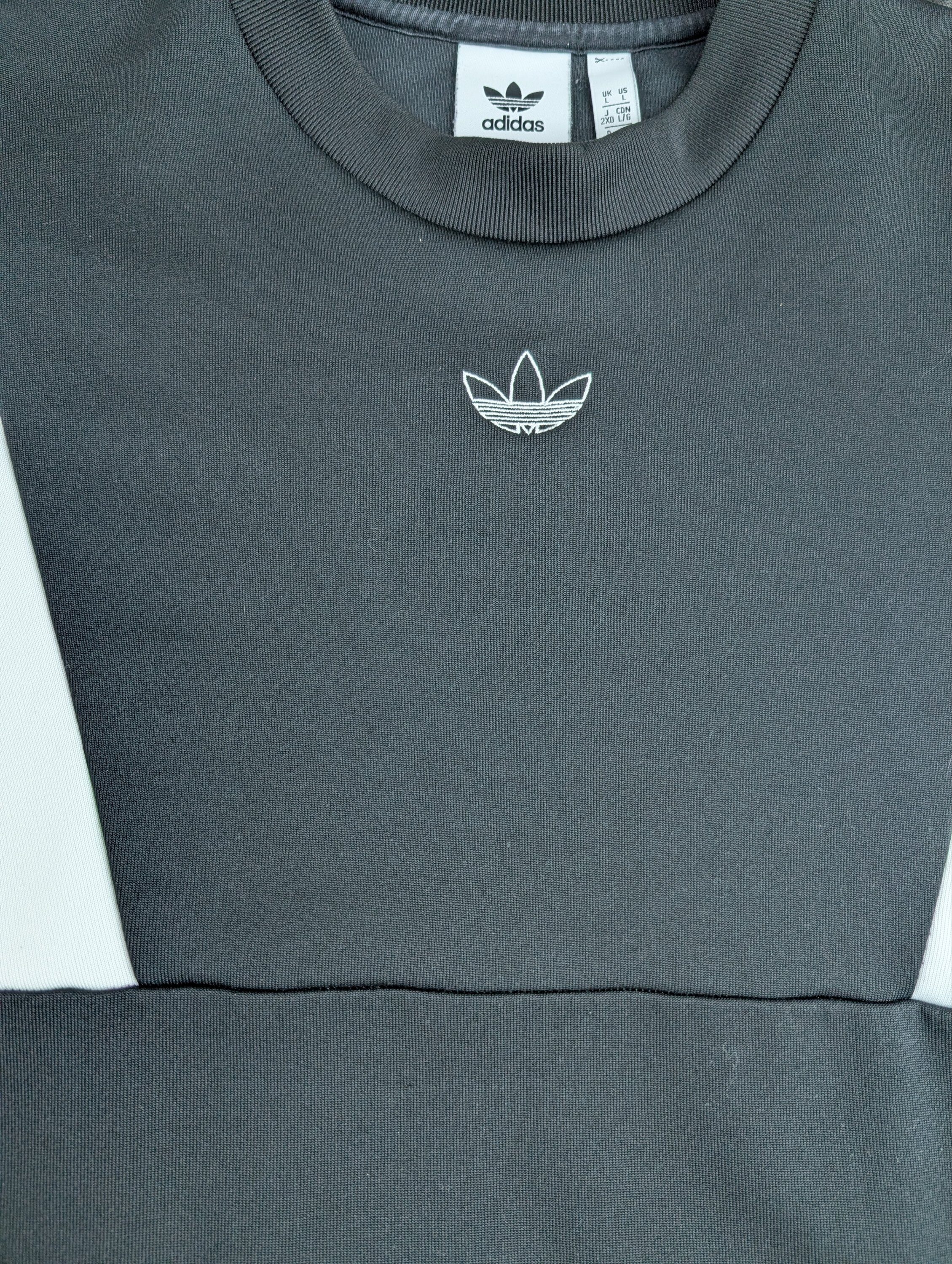 Vintage Adidas Center Logo Sweatshirt schwarz / Bestickt 90s Retro Gr. L – Bild 2