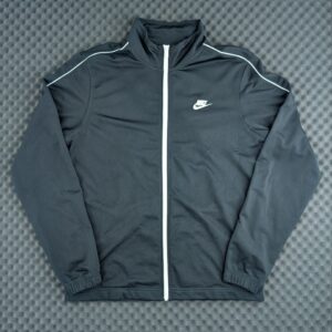 Nike Trainingsjacke Schwarz / Track Jacket mit weißem Reißverschluss Gr. M